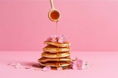 Pancakes maple syrup flower. Generate Ai Product Image 1