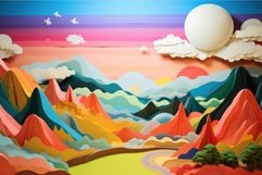 Expansive Paper landscape colorful. Generate Ai Product Image 1