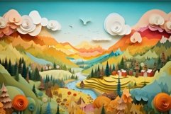 Captivating Paper landscape colorful. Generate Ai Product Image 1