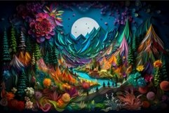 Paper landscape colorful moon night. Generate Ai Product Image 1