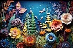 Vibrant Paper landscape colorful moon night. Generate Ai Product Image 1