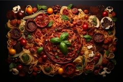 Delicious Pasta meat vegetables food. Generate Ai Product Image 1