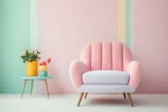 Cozy Pastel armchair interior. Generate Ai Product Image 1