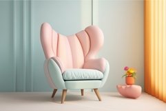 Pastel armchair interior. Generate Ai Product Image 1