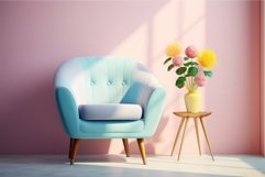 Elegant Pastel armchair interior. Generate Ai Product Image 1