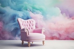 Elegant Pastel red armchair interior. Generate Ai Product Image 1