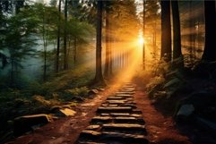 Mystic Path mountain light route. Generate Ai Product Image 1