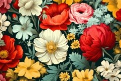 Detailed illustration of vibrant flowers set against a dark Product Image 1