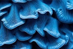 Vibrantly-hued Blue mushroom closeup background. Generate Ai Product Image 1
