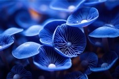 Blue mushroom closeup background. Generate Ai Product Image 1