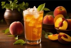 Clear Peach iced tea glass. Generate Ai Product Image 1