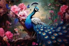 Vibrant Peacock oriental flowers decor. Generate Ai Product Image 1