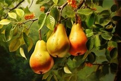 Luscious Pear organic fruits branch. Generate Ai Product Image 1