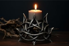 Intricate Pentagram candle holder. Generate Ai Product Image 1