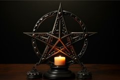 Shadowy Pentagram candle holder. Generate Ai Product Image 1