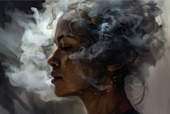 Woman smoke artwork. Generate AI Product Image 1