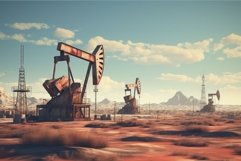 Majestic Petroleum production factory at sunset. Generate Ai Product Image 1