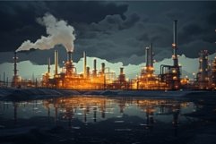 Polluting Petroleum production factory power. Generate Ai Product Image 1