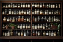 Vintage apothecary cabinet with herb jars Product Image 1