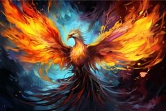 Colorful phoenix flame. Hot animal burn Product Image 1