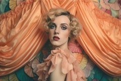 Blonde woman model vintage style with retro makeup. Generate Product Image 1