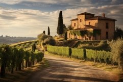 Lush Landscape of tuscany winery scenic rural. Generate AI Product Image 1