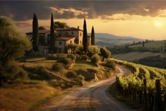 Idyllic Landscape of tuscany winery scenic rural. Generate A Product Image 1