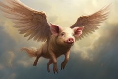 Imaginary Pig flying wings. Generate Ai Product Image 1