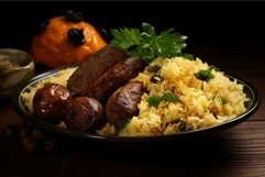 Delectable Pilaf meat bowl asian. Generate Ai Product Image 1