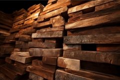 Rustic Piles of natural wooden boards. Generate ai Product Image 1