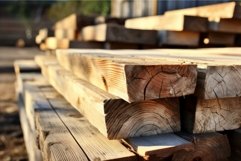 Substantial Piles of natural wooden boards. Generate ai Product Image 1