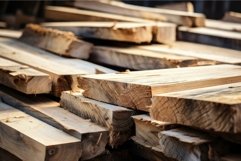 Weathered Piles of natural wooden boards. Generate ai Product Image 1