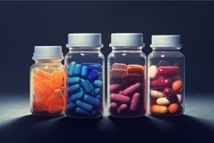 Transparent Pills drug bottles. Generate Ai Product Image 1