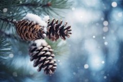 Pine cones winter snow branch. Generate Ai Product Image 1