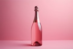 Pink champagne bottle background. Generate Ai Product Image 1