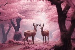 Pink forest deers view landscape. Generate Ai Product Image 1