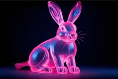 Bright Pink neon rabbit. Generate Ai Product Image 1