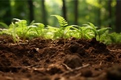 Fertile Plant growing forest soil. Generate Ai Product Image 1