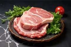 Pink Plate raw pork. Generate Ai Product Image 1