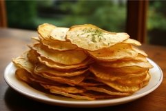 Plates potato chips snack. Generate Ai Product Image 1