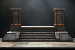 Wood podium stage platform. Generate Ai Product Image 1