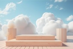 Wood podium stage platform. Generate Ai Product Image 1