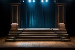 Sturdy Wood podium stage platform. Generate Ai Product Image 1