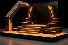 Elevated Wood podium stage platform. Generate Ai Product Image 1