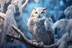 Polar owl winter branch. Generate Ai Product Image 1