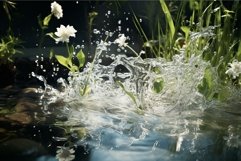 Glistening Pond calm water splash. Generate Ai Product Image 1