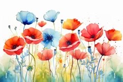 Watercolor poppies illustration. Generate Ai Product Image 1