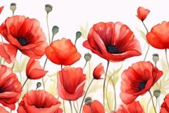 Delicate Watercolor poppies illustration. Generate Ai Product Image 1