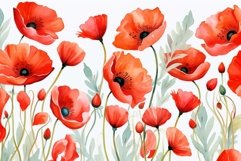 Expressive Watercolor poppies illustration. Generate Ai Product Image 1