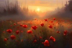 Poppy field sunset. Generate Ai Product Image 1